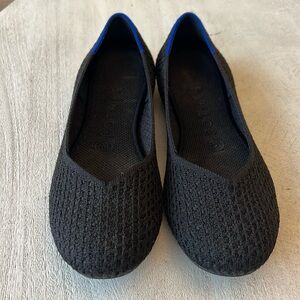 Rothy's Black Flats with Blue Accents